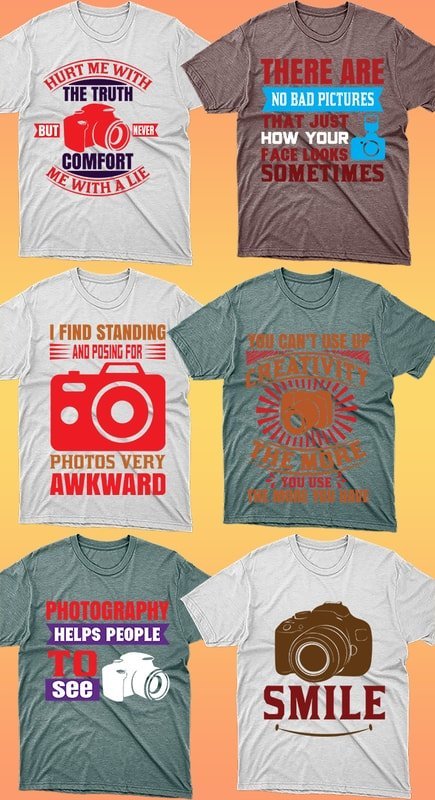 Photography T-shirts with themed print.