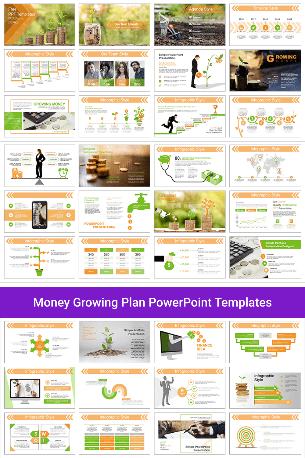 Money Growing Plan PowerPoint Templates.