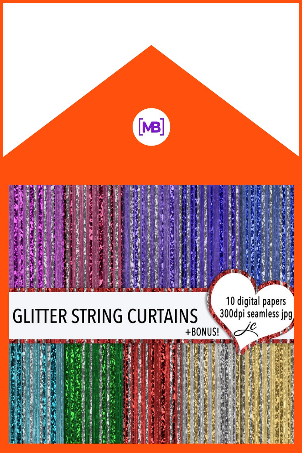 Glitter string curtains in different colorful colors.