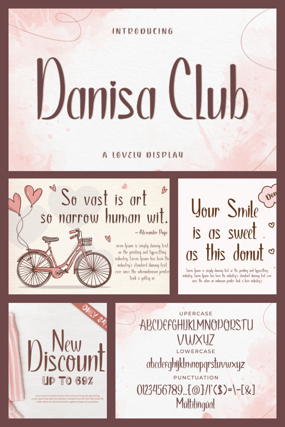 Danisa Club Cheer Font is a tall and classic script font. This font can be used for products such as baby designs, crafts, product packaging, and so on.