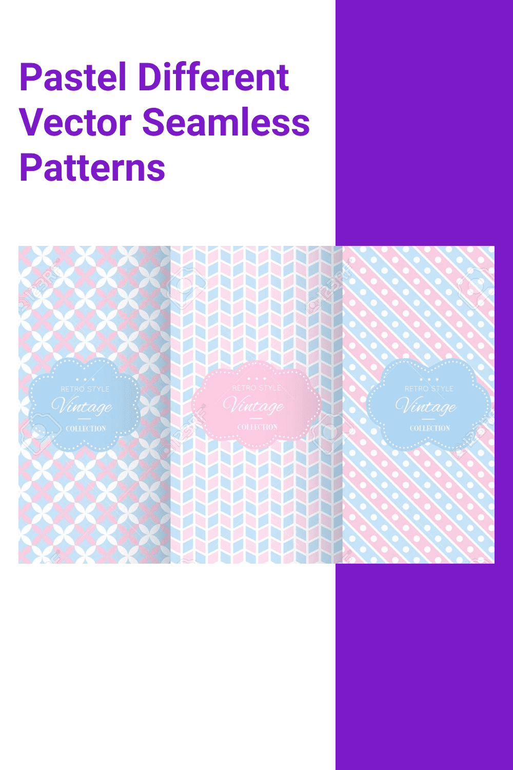 Baby pastel different vector seamless patterns.