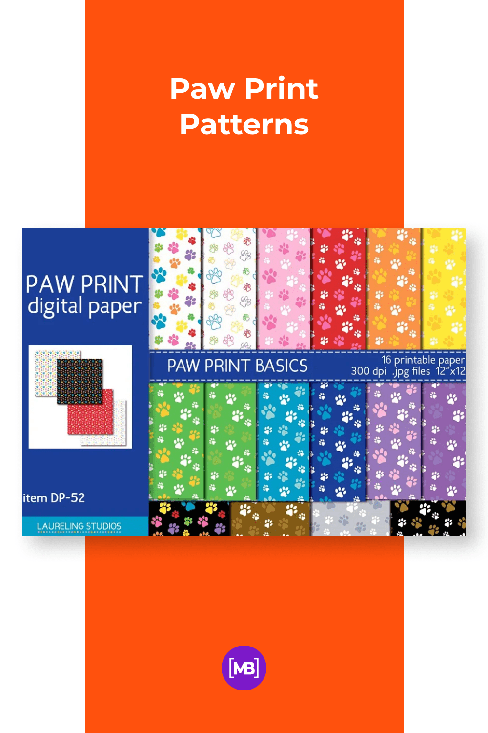 A big collection of paw print patterns.