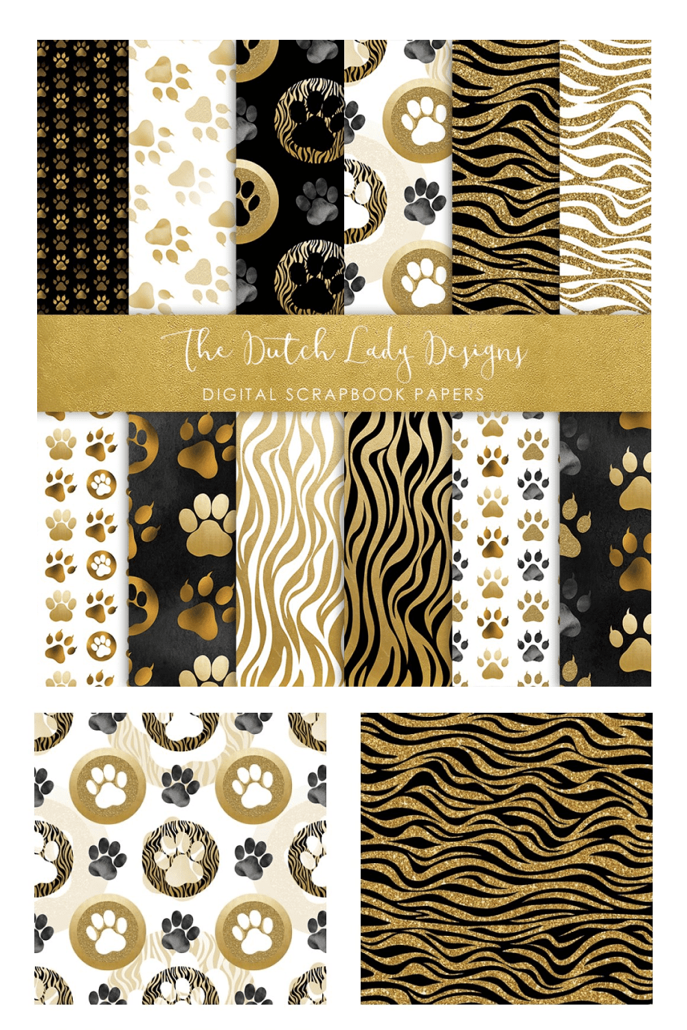 Animal Paw Print Pattern Papers.