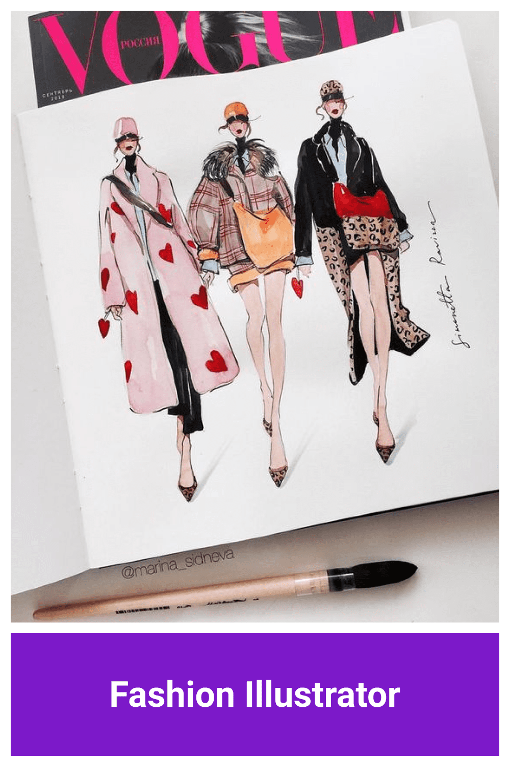 Fashion Illustrator in vogue style.