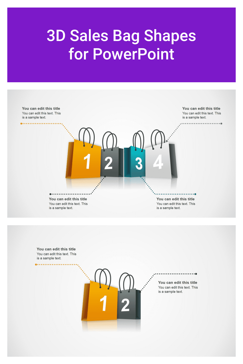 3D Sales Bag Shapes for PowerPoint.