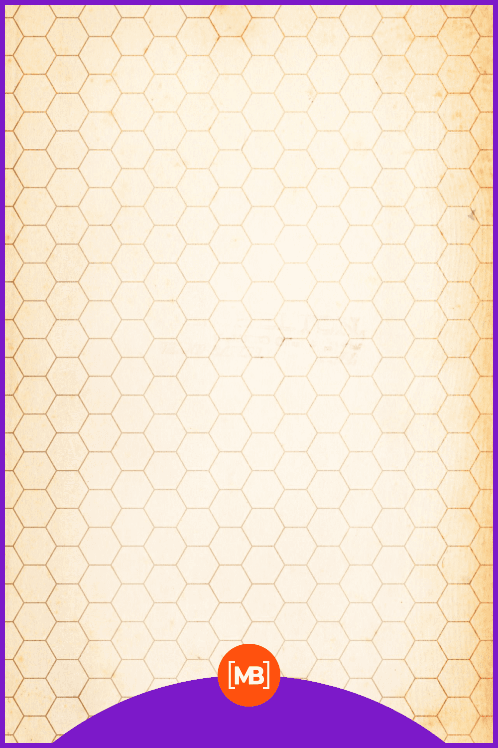Hexagons with gold rim on papyrus.