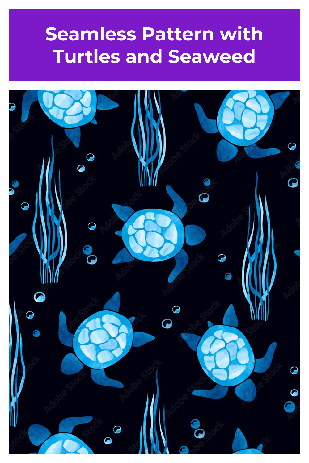 Glowing blue turtles in the water.