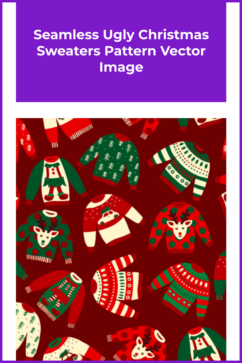 Seamless Ugly Christmas Sweaters Pattern Vector Image.