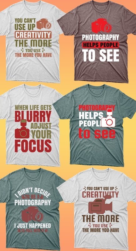 T-shirts with motivating phrases about photos.