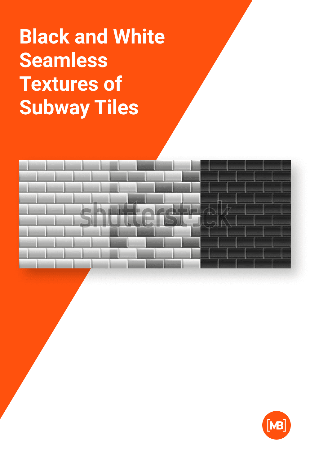 Black and white seamless textures of subway tiles.