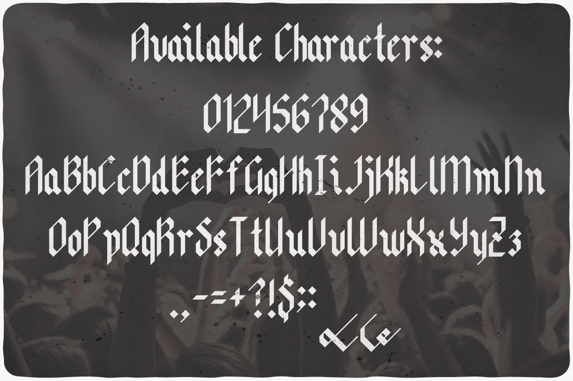 Available characters of Main Stage Typeface.