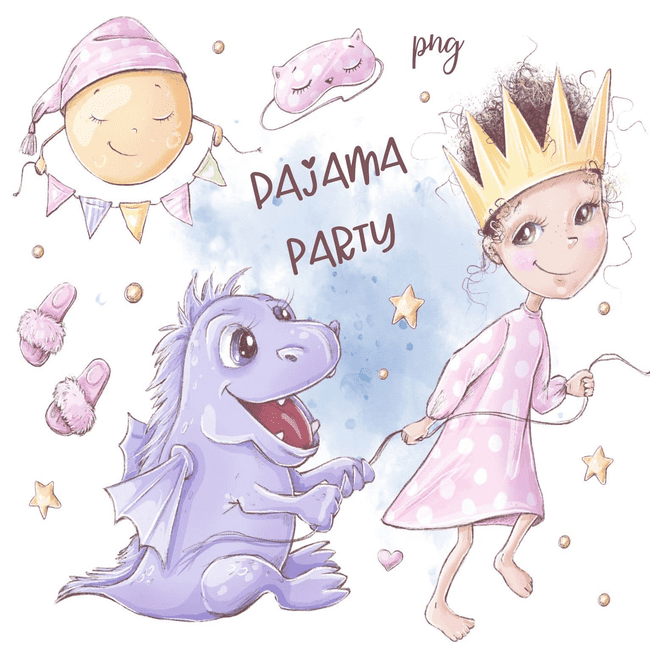 Pajama party clipart and seamless main cover.