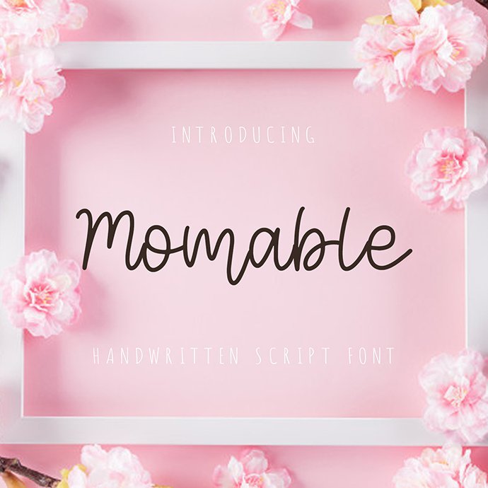 Pink flowers font.