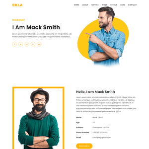 Ekla Personal Portfolio HTML Template | Master Bundles