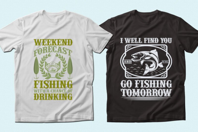 White and black fishing T-shirts.