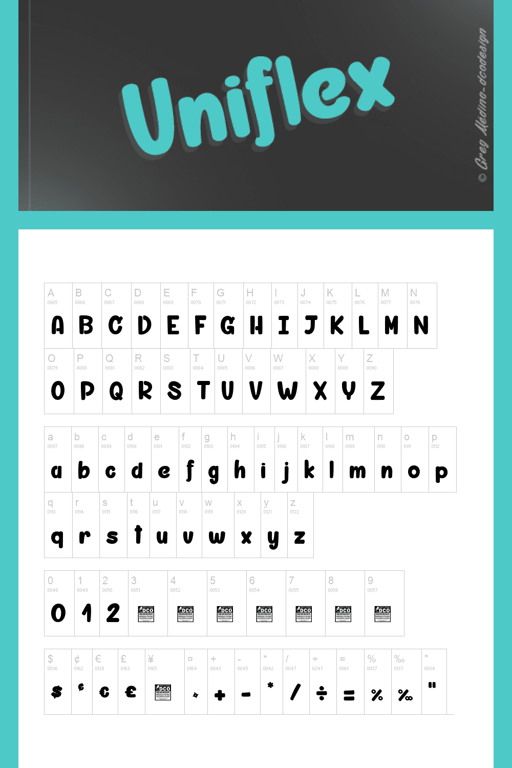 Embossed turquoise 3D font.