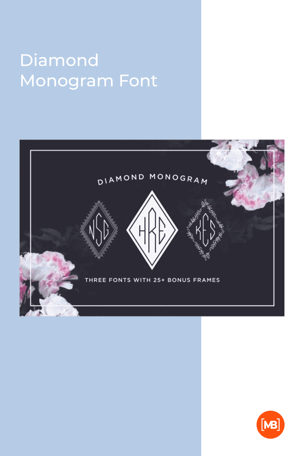 Diamond Monogram Font a trendy monogram set suitable for wedding invitations.