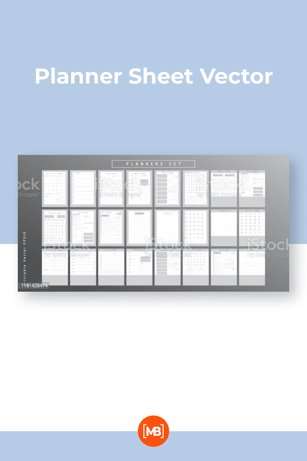 Set of minimalist monochrome abstract planners.