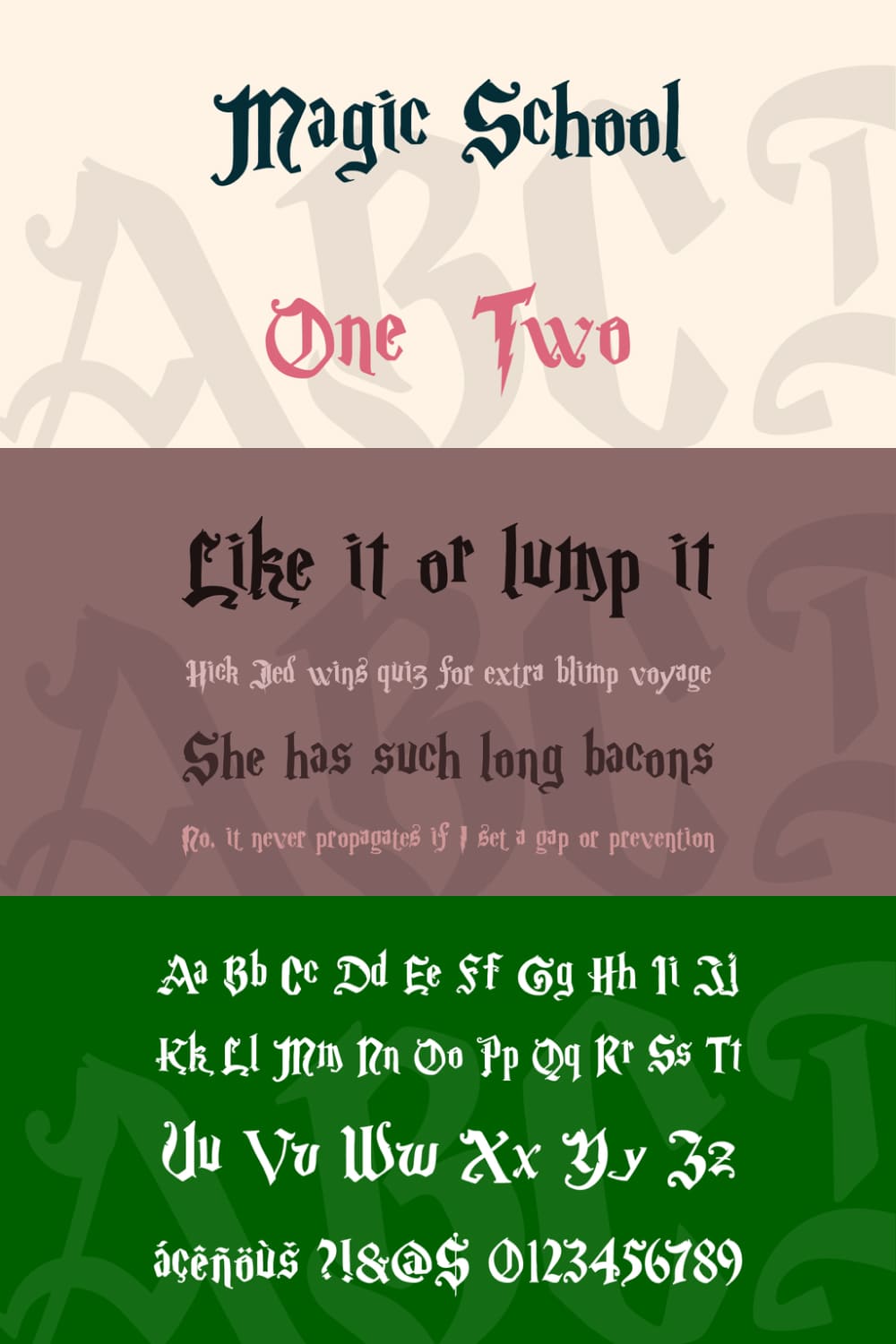 Magic font for the banner of the school of wizards.