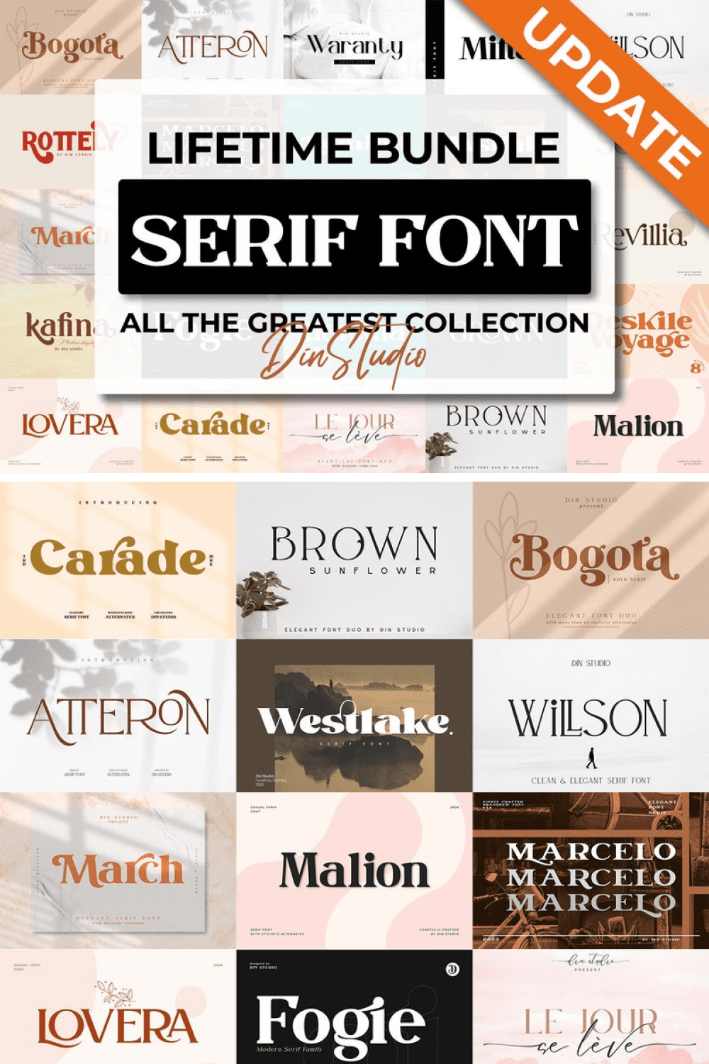 This is a large collection of stylish fonts in different styles.