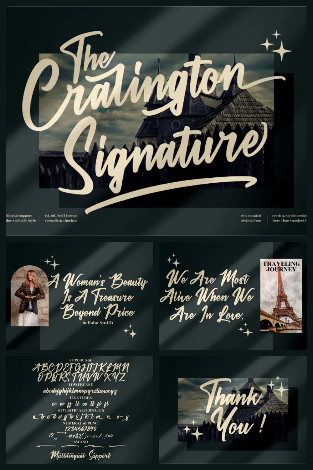 Premium vintage style font for movies with Audrey Hepburn.