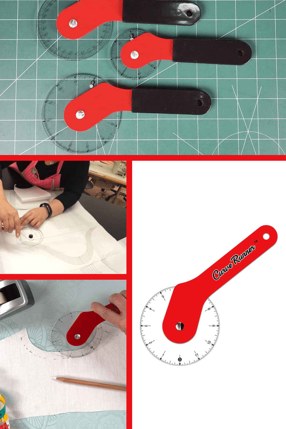 This rolling or rotary style ruler is great for measuring straight or curved lines for sewing patterns.