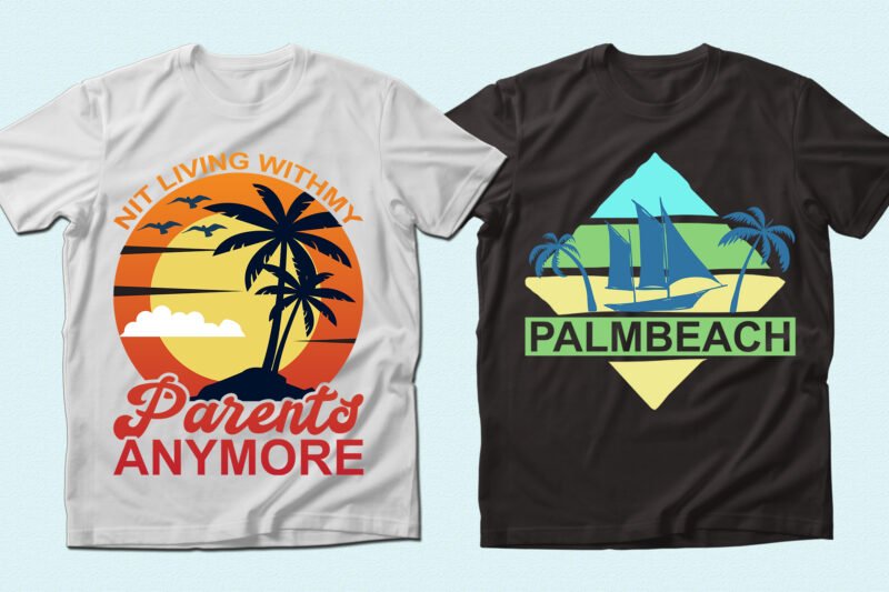 T-shirts with the sun and ship.