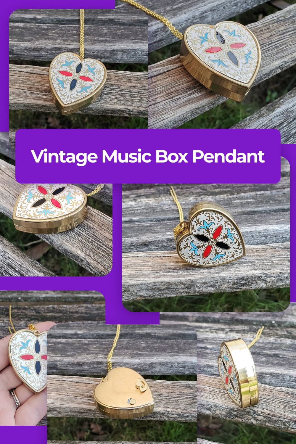 Vintage Music Box Pendant.