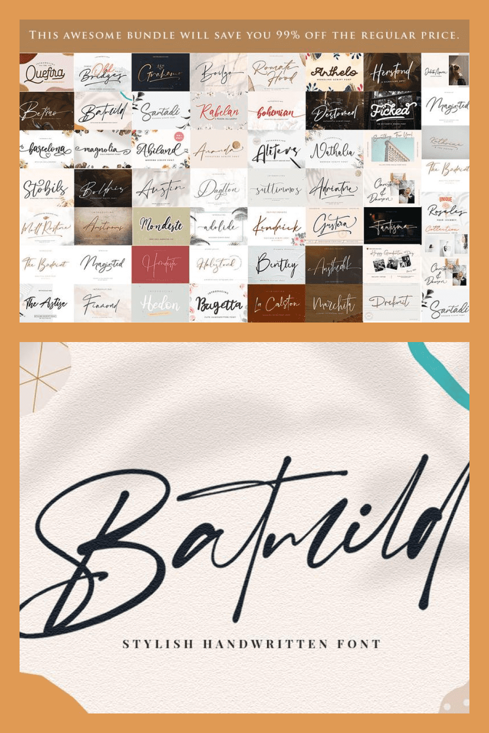 Collection of wedding fonts.
