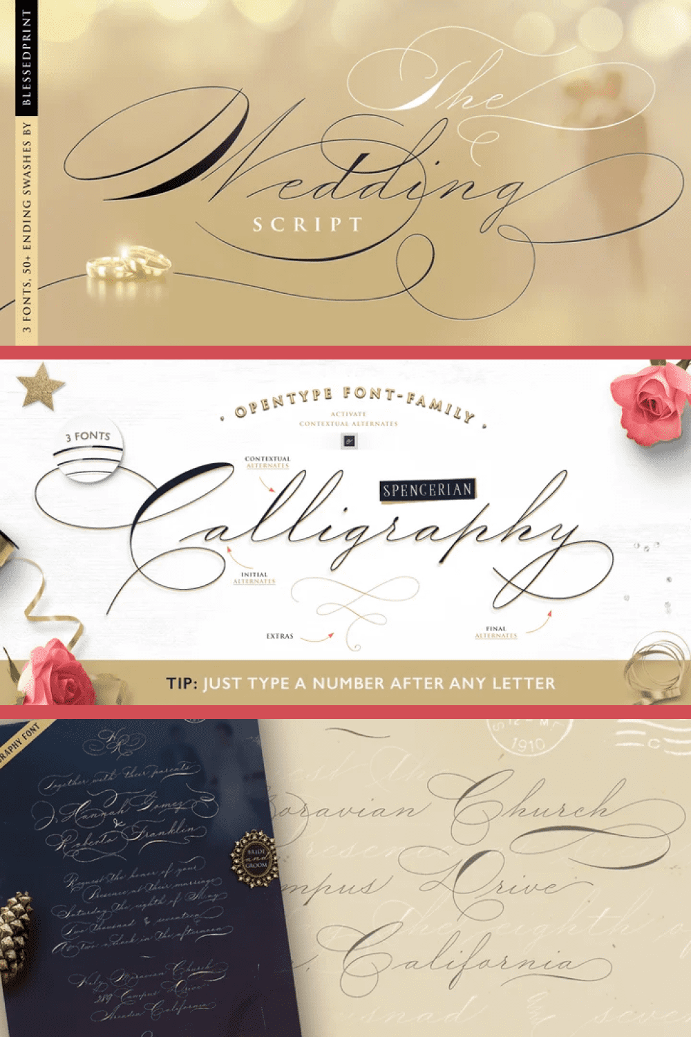 This font is as close to ideal for weddings as possible. It symbolizes the rings of the bride and groom.