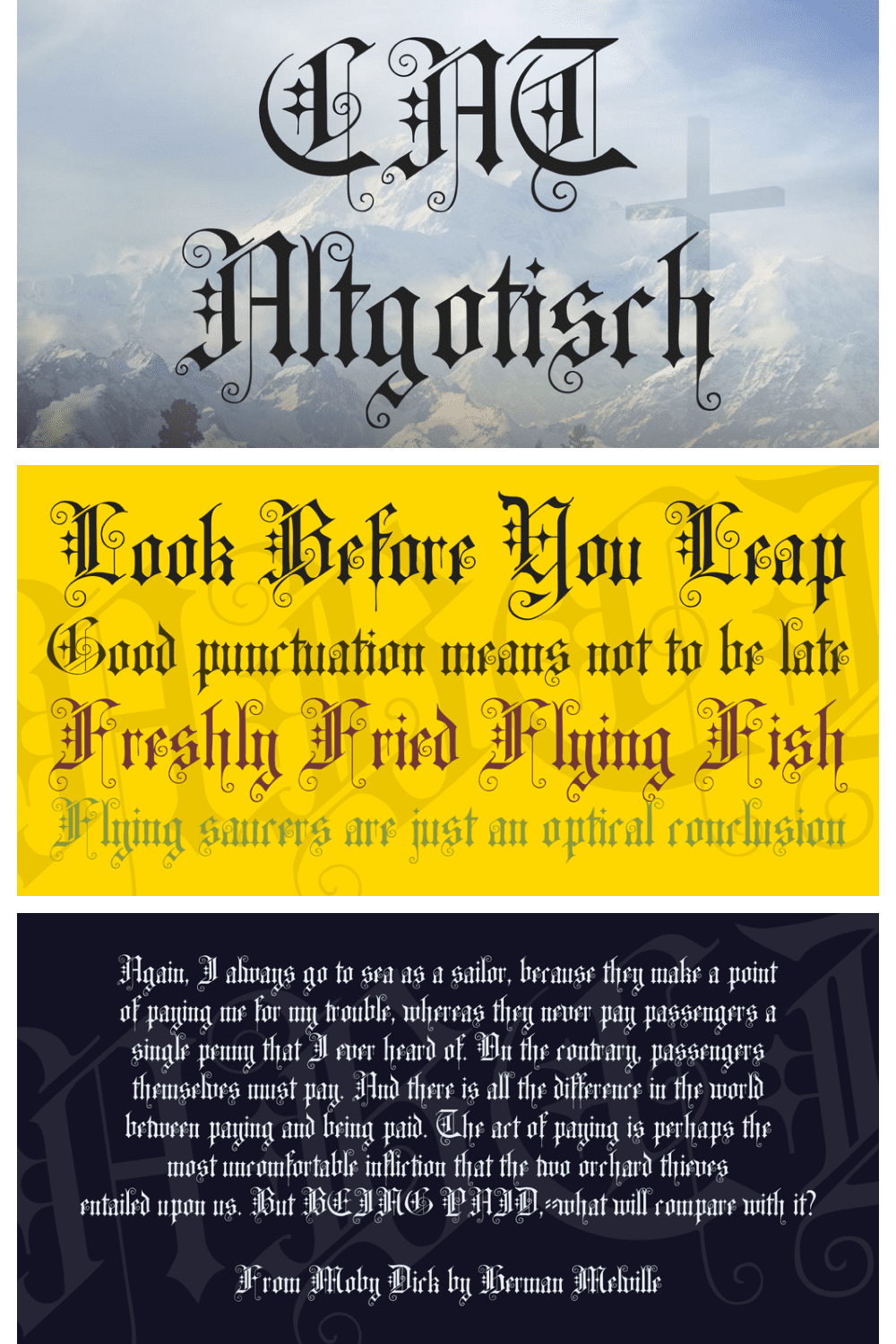 A slightly gothic typeface with creative swirls.