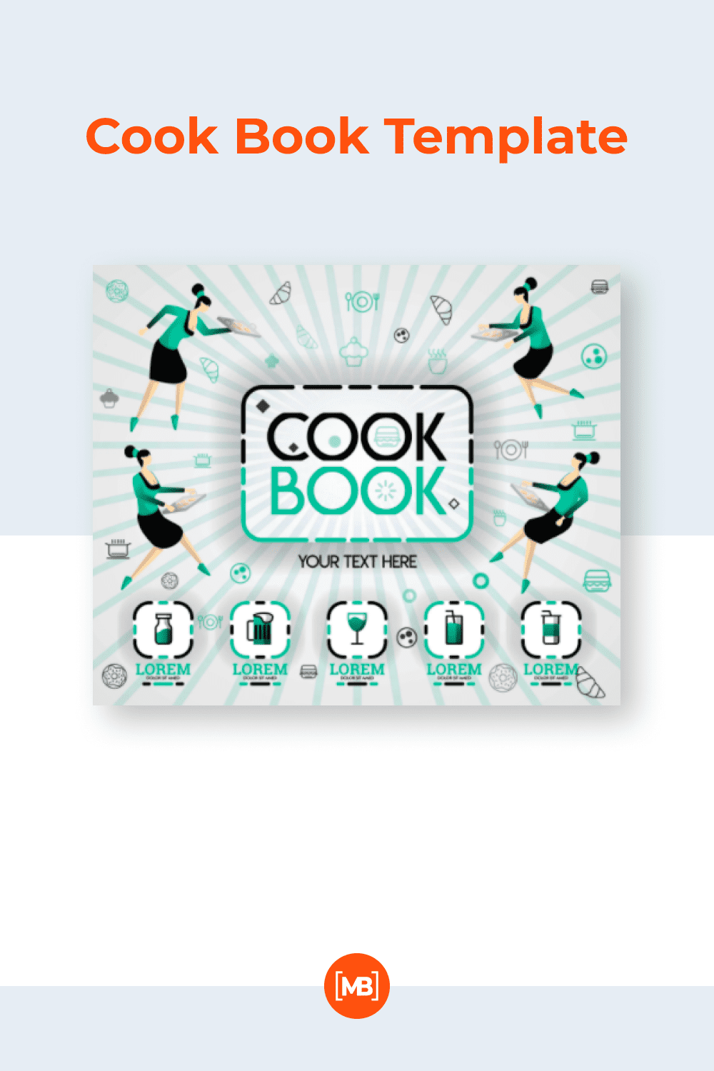 A creative style template for recipes in a train station canteen format.