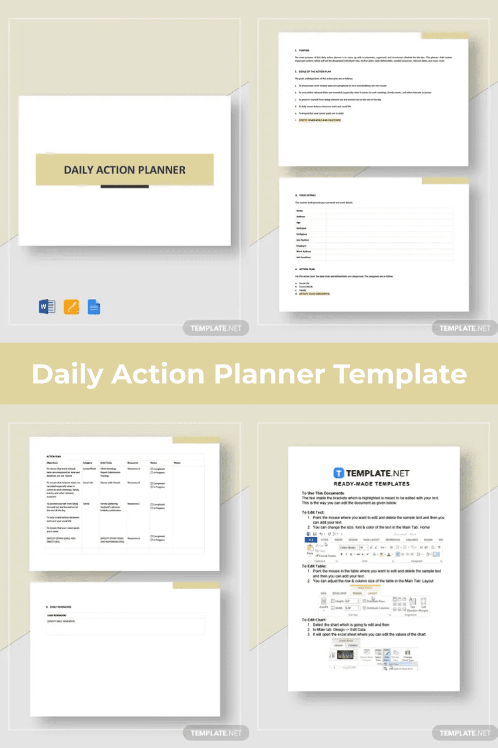 Detailed daily activity planner.