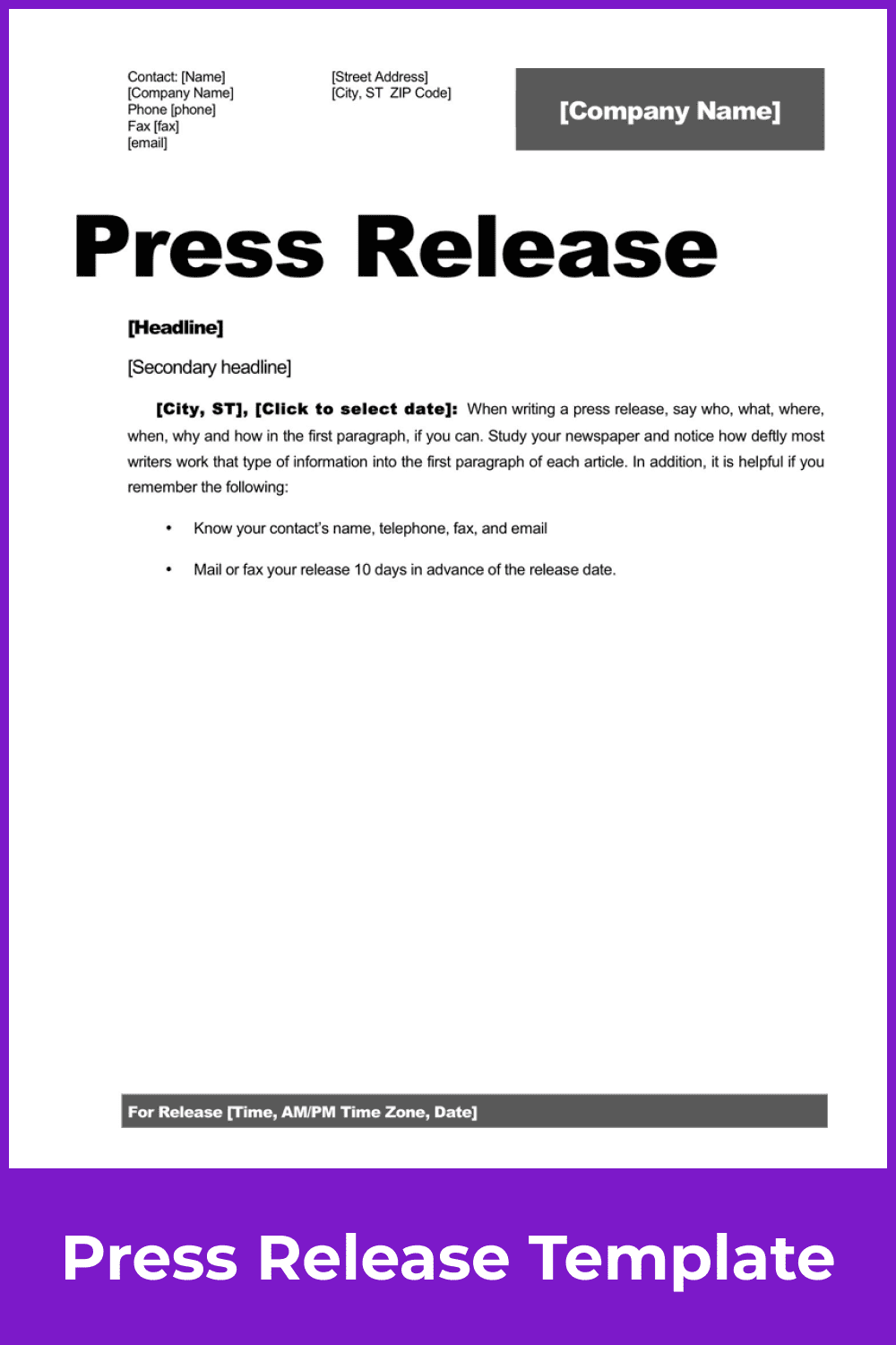 A simple press release template with the most accessible and user-friendly design.