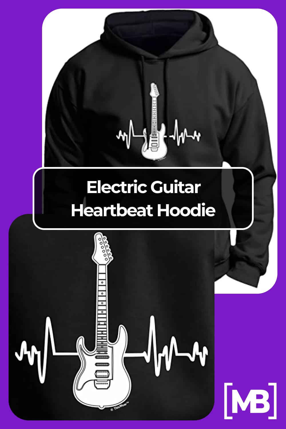 Electric guitar heartbeat hoodie.