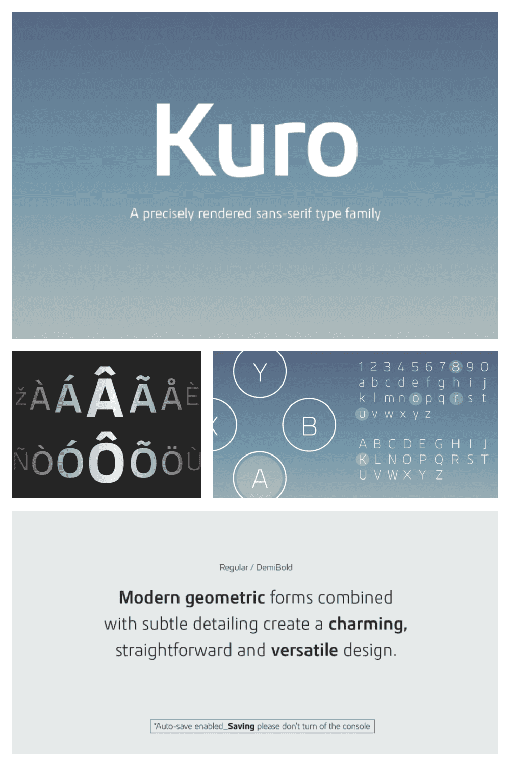 Kuro is a sans serif font family. This typeface has eight styles and was published by The Northern Block.