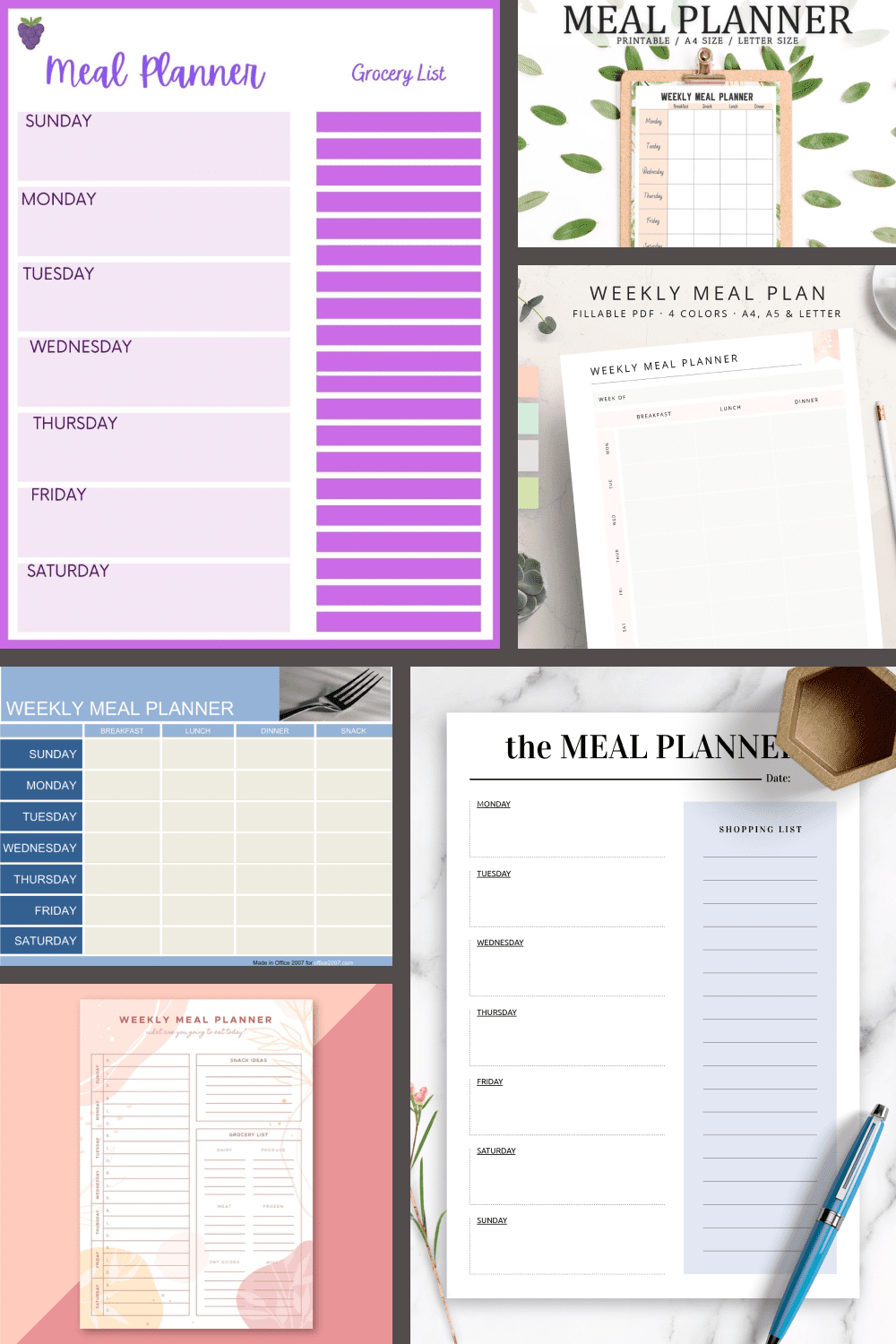 Meal planning Templates Pinterest.