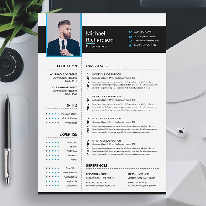 Word Resume CV Template With Cover Letter main image.