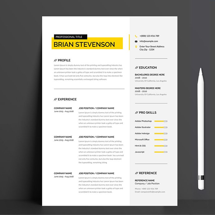 Clean Modern Resume Template Image 4