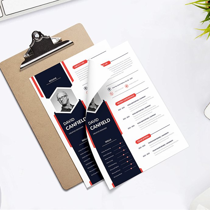 Resume Template black and red cover image.