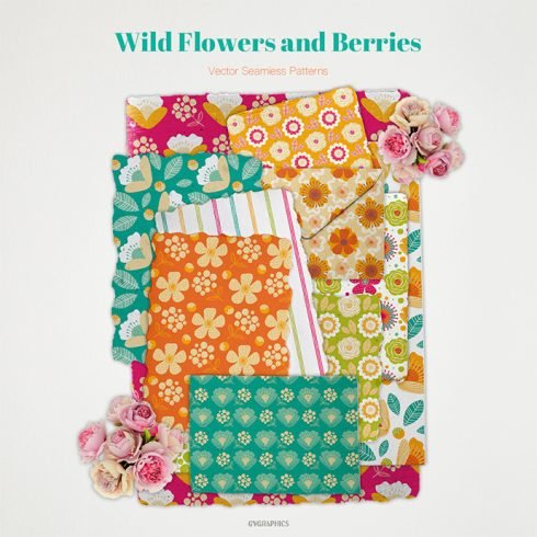 Wild Flowers and Berries Vector Patterns main cover.