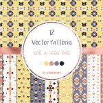 Colorful Geometric Tribal Vector Patterns and Seamless Tiles main cover.