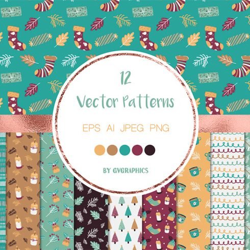 Christmas Winter Vector Patterns main cover.