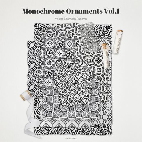 Monochrome Ornaments Vector Patterns Vol.1 main cover.