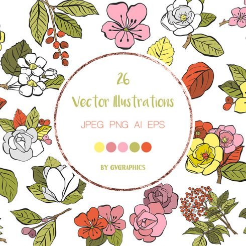 Hand Drawn Vector Spring Flowers main cover.