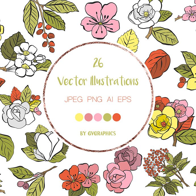 Thistle Flowers Collection PNG Watercolor Set | Master Bundles