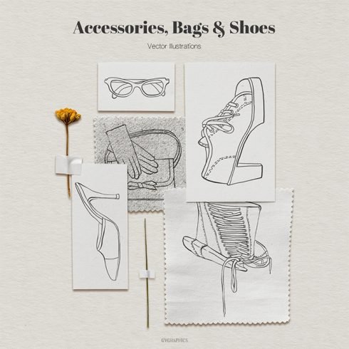 Accessories, Bags and Shoes Vector Illustrations main cover.