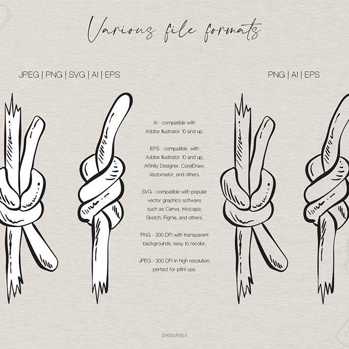 Hand Drawn Ropes and Knots Vector Illustrations cover image.