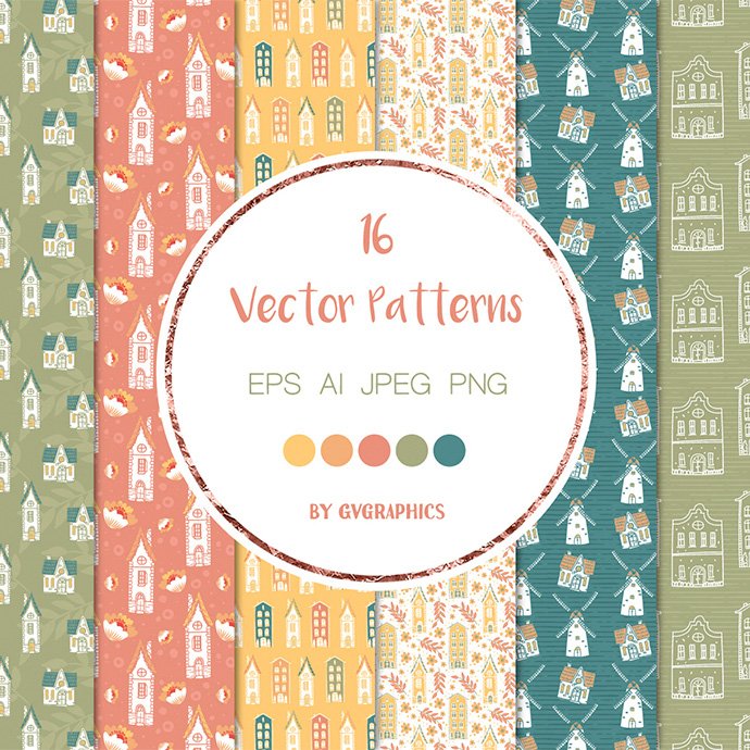 Spring House Vector Patterns and Seamless Tiles cover image.