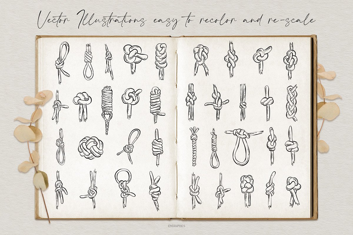 In the vintage book there is an image of knots and ropes.